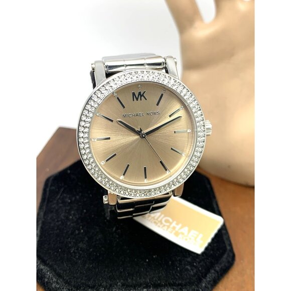 Michael Kors Women's Watch MKO-1050 Quartz Rose Dial Silver Stainless Steel 38mm - Picture 13 of 14